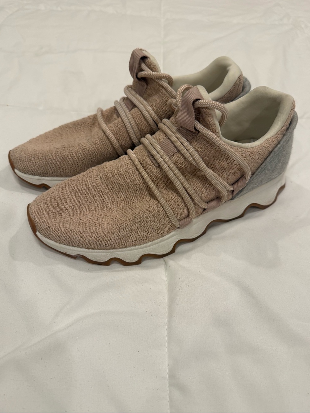 Sorel Women's Knit Lace-Up Sneakers in Blush and Gray